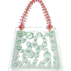 Milanblocks Spider Woven Mint Round Beaded Acrylic Bag